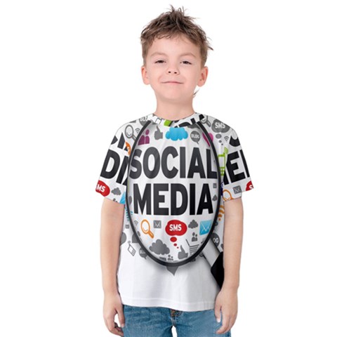 Social Media Computer Internet Typography Text Poster Kids  Cotton Tee by BangZart