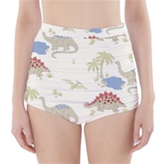Dinosaur Art Pattern High-waisted Bikini Bottoms by BangZart