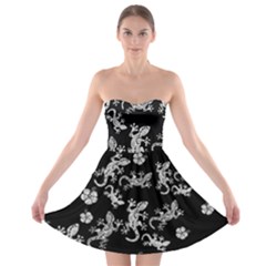 Ornate Lizards Strapless Bra Top Dress by Valentinaart
