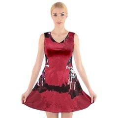 Motorsport  V-neck Sleeveless Skater Dress by Valentinaart