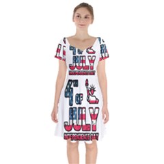 4th Of July Independence Day Short Sleeve Bardot Dress by Valentinaart