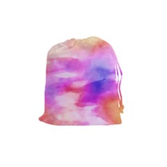 Colorful Abstract Pink And Purple Pattern Drawstring Pouches (medium)  by paulaoliveiradesign