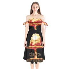 Nuclear Explosion Shoulder Tie Bardot Midi Dress by Valentinaart