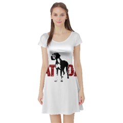 Great Dane Short Sleeve Skater Dress by Valentinaart