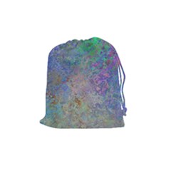 Colorful Pattern Blue And Purple Colormix Drawstring Pouches (medium)  by paulaoliveiradesign