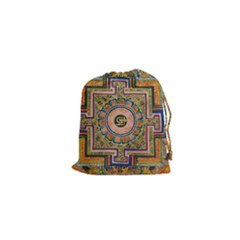 Asian Art Mandala Colorful Tibet Pattern Drawstring Pouches (xs)  by paulaoliveiradesign