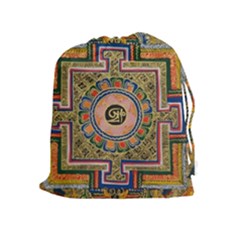 Asian Art Mandala Colorful Tibet Pattern Drawstring Pouches (extra Large) by paulaoliveiradesign