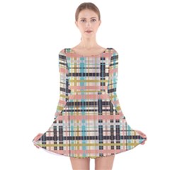 Plaid Pattern Long Sleeve Velvet Skater Dress by linceazul