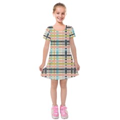 Plaid Pattern Kids  Short Sleeve Velvet Dress by linceazul