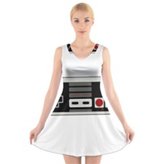 Video Game Controller 80s V-neck Sleeveless Skater Dress by Valentinaart