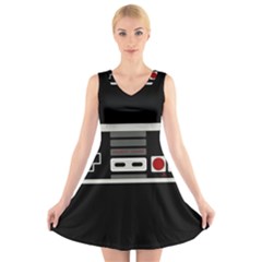 Video Game Controller 80s V-neck Sleeveless Skater Dress by Valentinaart