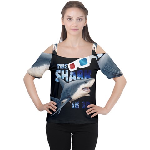 The Shark Movie Cutout Shoulder Tee by Valentinaart