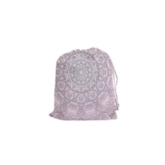 Pink Mandala Art  Drawstring Pouches (xs)  by paulaoliveiradesign