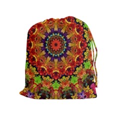 Fractal Mandala Abstract Pattern Drawstring Pouches (extra Large) by paulaoliveiradesign