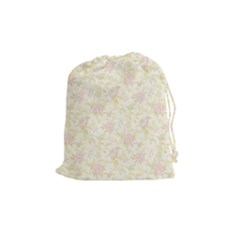 Floral Paper Pink Girly Pattern Drawstring Pouches (medium)  by paulaoliveiradesign