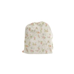 Floral Paper Pink Girly Cute Pattern  Drawstring Pouches (xs)  by paulaoliveiradesign