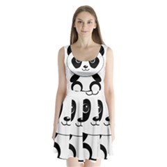 Bear Panda Bear Panda Animals Split Back Mini Dress  by Nexatart