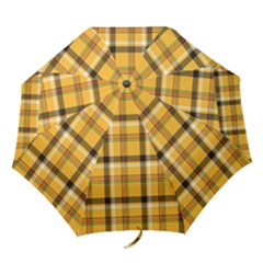 Yellow Fabric Plaided Texture Pattern Folding Umbrellas by paulaoliveiradesign