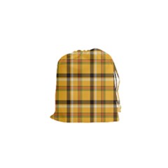 Yellow Fabric Plaided Texture Pattern Drawstring Pouches (xs)  by paulaoliveiradesign