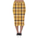 Yellow Fabric Plaided Texture Pattern Velvet Midi Pencil Skirt View2