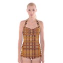 Plaid Pattern Boyleg Halter Swimsuit  View1