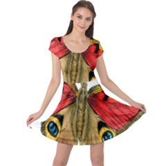 Butterfly Bright Vintage Drawing Cap Sleeve Dress by Nexatart