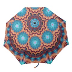 Blue Feather Mandala Folding Umbrellas by designworld65