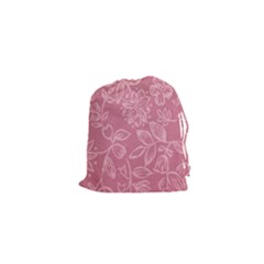 Floral Rose Flower Embroidery Pattern Drawstring Pouches (xs)  by paulaoliveiradesign