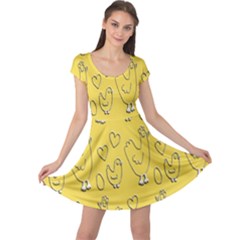 Chicken Chick Pattern Wallpaper Cap Sleeve Dress by Nexatart