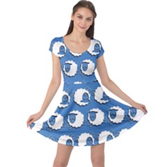 Sheep Pattern Wallpaper Vector Cap Sleeve Dress by Nexatart