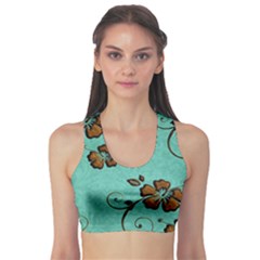 Chocolate Background Floral Pattern Sports Bra by Nexatart