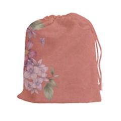 Flower Illustration Rose Floral Pattern Drawstring Pouches (xxl) by paulaoliveiradesign