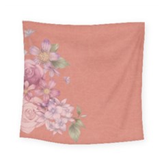 Flower Illustration Rose Floral Pattern Square Tapestry (small) by paulaoliveiradesign