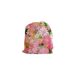 Pink Flowers Floral Pattern Drawstring Pouches (xs)  by paulaoliveiradesign