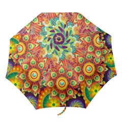 Colorful Abstract Pattern Kaleidoscope Folding Umbrellas by paulaoliveiradesign