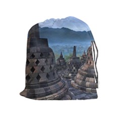 Borobudur Temple  Morning Serenade Drawstring Pouches (extra Large) by Nexatart