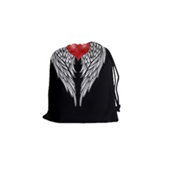 Angel Heart Tattoo Drawstring Pouches (small)  by Valentinaart