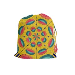 Textured Tropical Mandala Drawstring Pouches (large)  by linceazul