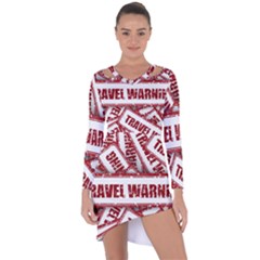 Travel Warning Shield Stamp Asymmetric Cut-out Shift Dress by Nexatart