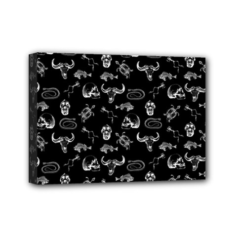 Skeleton Pattern Mini Canvas 7  X 5  by Valentinaart