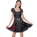 Awesmoe Black Horse With Flowers On Red Background Cap Sleeve Dress View1