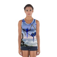 Wonderful Blue  Parrot Looking To The Ocean Sport Tank Top  by FantasyWorld7