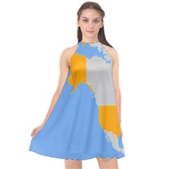 Map Transform World Halter Neckline Chiffon Dress  by Mariart