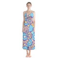 Donuts Pattern Button Up Chiffon Maxi Dress by ValentinaDesign