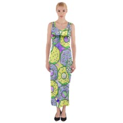 Donuts Pattern Fitted Maxi Dress by ValentinaDesign