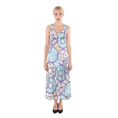 Donuts Pattern Sleeveless Maxi Dress by ValentinaDesign