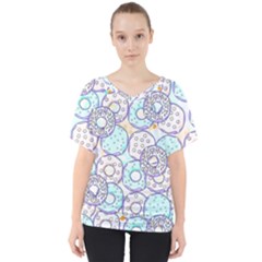 Donuts Pattern V-neck Dolman Drape Top by ValentinaDesign