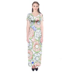 Donuts Pattern Short Sleeve Maxi Dress by ValentinaDesign