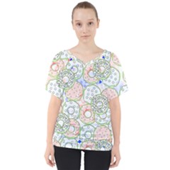 Donuts Pattern V-neck Dolman Drape Top by ValentinaDesign