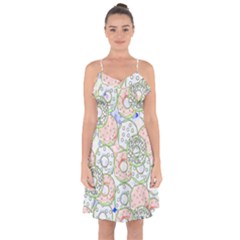 Donuts Pattern Ruffle Detail Chiffon Dress by ValentinaDesign